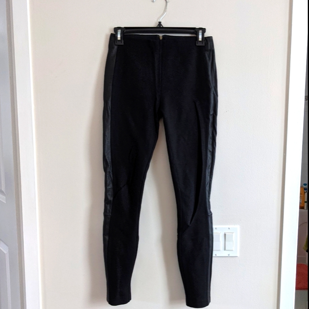 Fitted pants w/leather trim